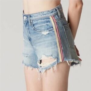Blank NYC The Barrow Distressed Denim Shorts with Side Stripes Size 25 *K6